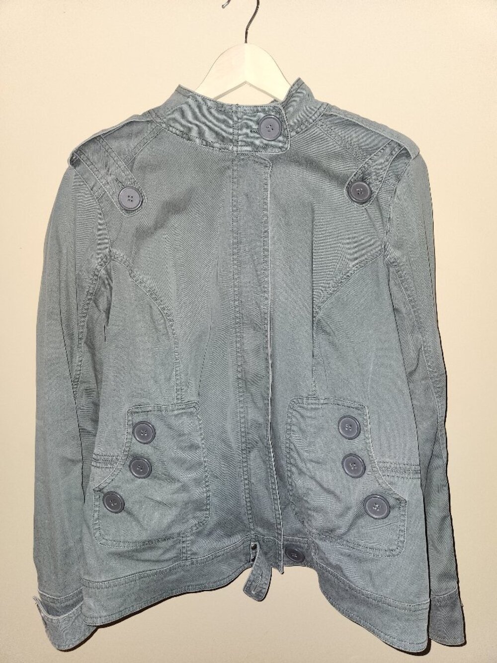 Torrid Women's Military Utility Jacket Size 3 3X Green Cotton Blend Stretch Coat